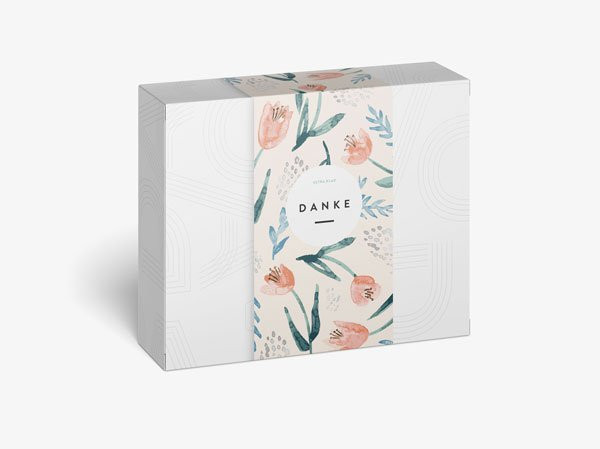 Ultra Klar Box - "Danke" buntes florales Muster